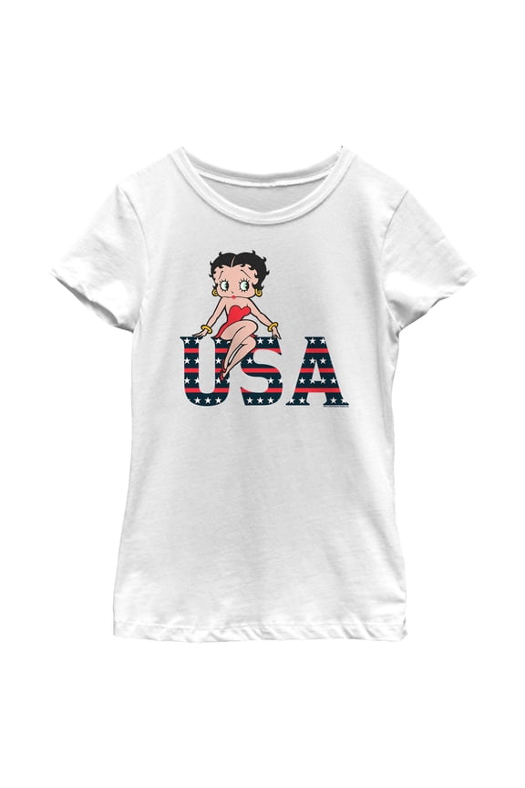 Girls Betty Boop USA Logo T Shirt