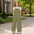 thumbnail image 1 of Girls Bib Overalls Adjustable Strap Jumpsuits Loose Fit Casual Y2K Rompers with Side Multi Pockets for Daily, 1 of 7