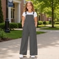 thumbnail image 1 of Girls Bib Overalls Adjustable Strap Jumpsuits Loose Fit Casual Y2K Rompers with Side Multi Pockets for Daily, 1 of 7