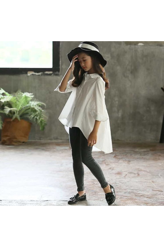 Girls' Big Kids Loose Fashionable Tops Korean Style Shirts Big Kids' Swallowtails