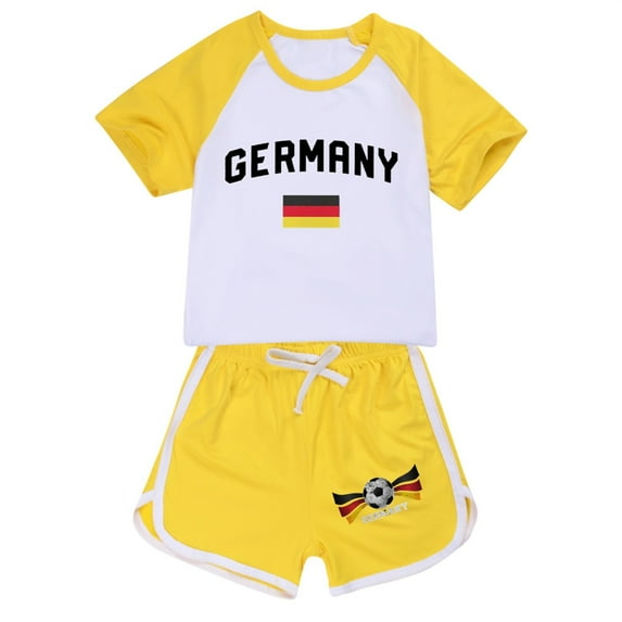 Girls Big Kids Summer German Flag Print Short Sleeve Two PC Set