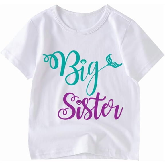 Girls' Big Sister T-Shirt Soft and Comfortable Casual Crew Neck Short Sleeves Children's Top Perfect for Play and Outings