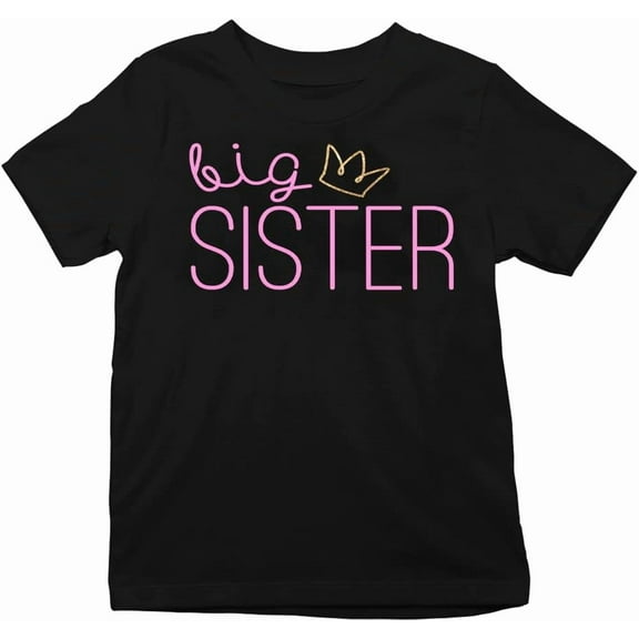 Girls' Big Sister T-Shirt Soft and Comfortable Casual Crew Neck Short Sleeves Children's Top Perfect for Play and Outings