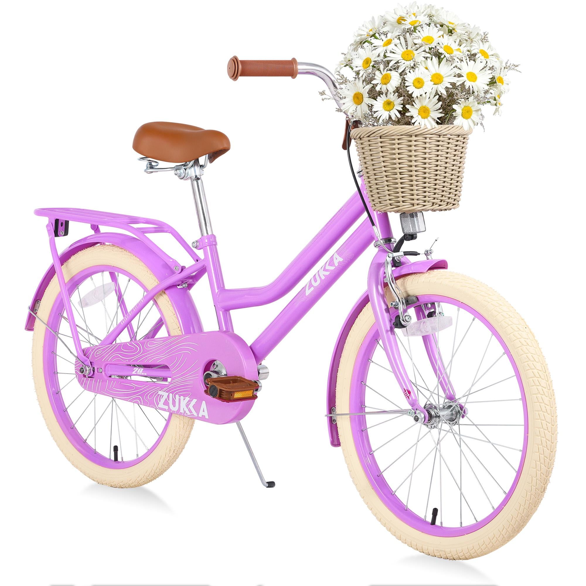 Girls Bike 20inch with Basket and Backseat Kids Bicycle for 7 10 Years Old Single Speed Pink