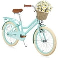 thumbnail image 1 of Girls Bike 20inch with Basket and Backseat, Kids Bicycle for 7-10 Years Old, Single Speed, Green, 1 of 7