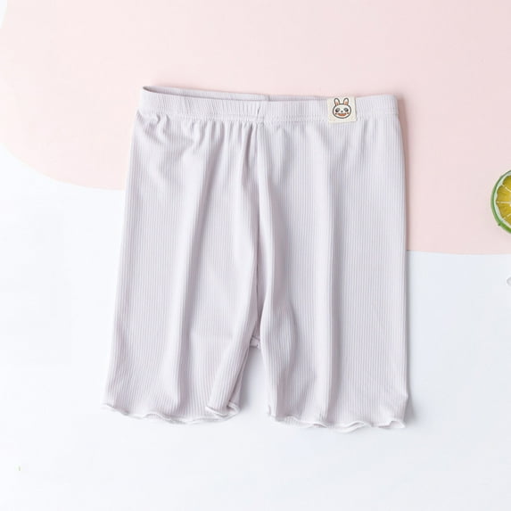 Girls Bike Shorts 5-Pack | Ribbed Mid-Thigh Safety Shorts for Kids & Kids, Soft Stretchy Purple Play Shorts for Under Dresses, Elastic Waistband,Size 5-6T