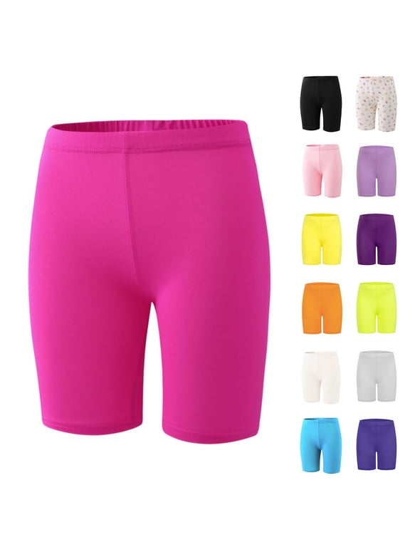 Girls Bike Shorts Safety Undershorts Elastic Waist Mid Thigh Stretch Knit Modesty Shorts, Soft Smooth Lightweight, Under Skirt School Dance Casual Kids Shorts