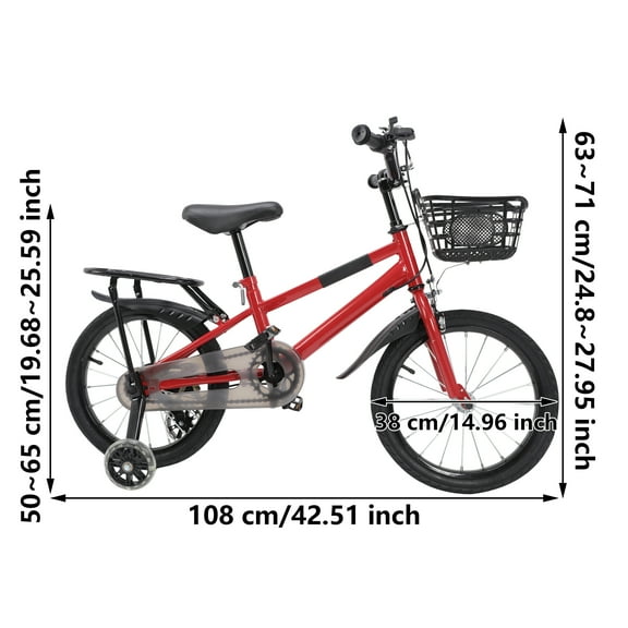 Girls Bike with Basket for 2-12 Years Old Kids, 16 Inch Bicycle with Bell Training Wheels, Multiple Colors