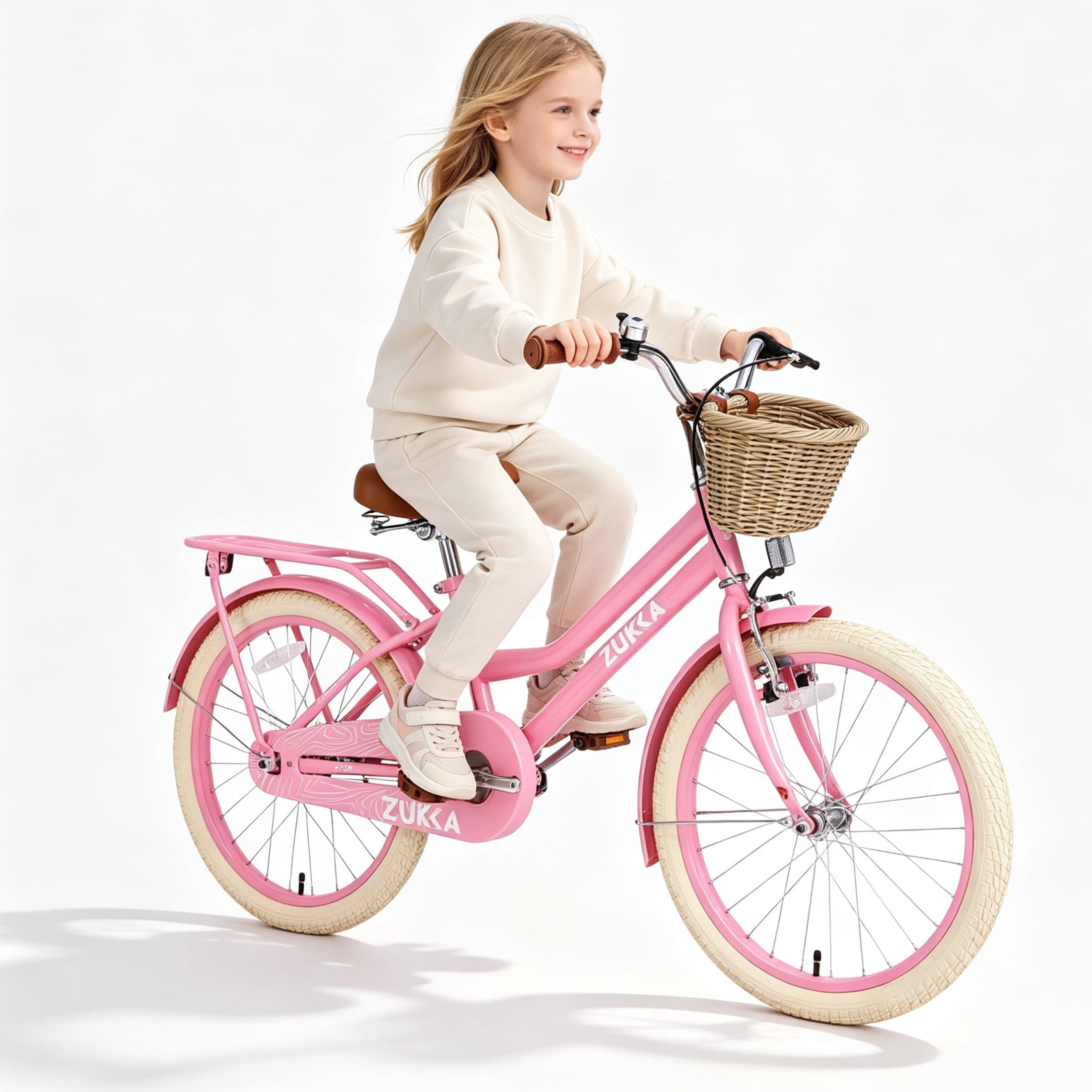 COCLUB 20 Inch Bicycle Kids Bike, Girls Bike with Basket, Single Speed Cruiser Bike, Chain Guard, Adjustable Seat, 20 Inch Bike for Boys and Girls Ages 7-10, Pink
