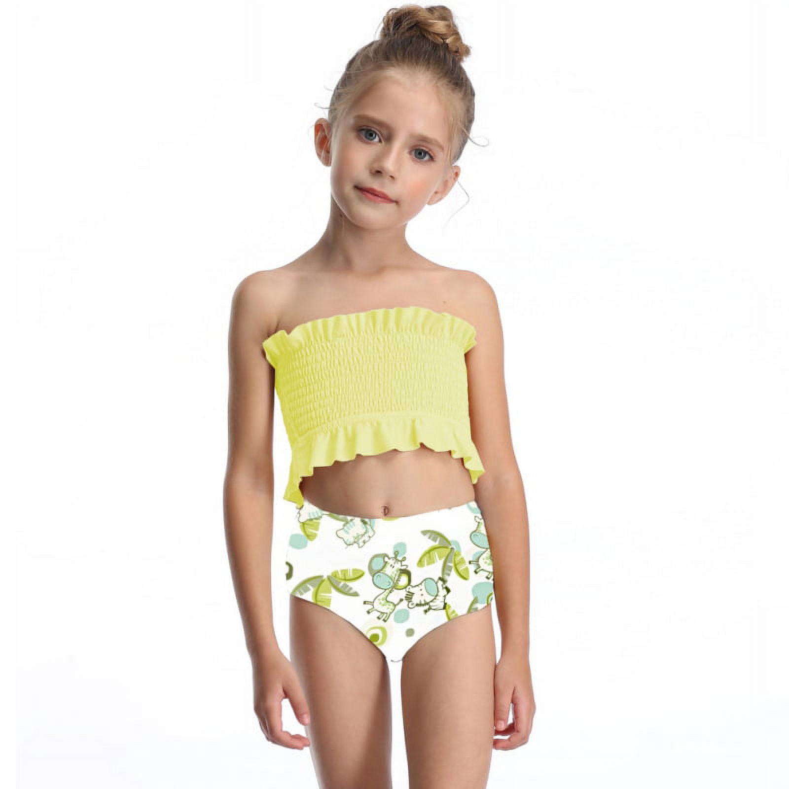 Kids Girls Bathing Suits Two Piece Swimsuits Tankini Beach Sport Swimsuit  Ruffle Flounce Straps Top and Bikini Bottom Set Toddler Little Girl  Swimming Suit 