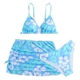 thumbnail image 1 of Girls Bikini Size 10-12 Swimsuits For Girls 10-12 Teen Girls Swimsuits 3 Piece Bikini Sets Tropical Floral Bikini Sets Girls' Swimwear with Cover Up Skirt Blue 10-12 Years, 1 of 7
