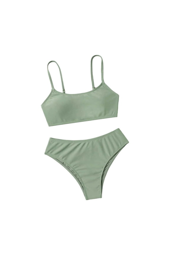 Girls Bikini Swimsuit 2 Piece Girl's Two Piece Swimsuits Sport High Waist Set Bathing Suit Kids Bathing Suits Thin Straps Swimwear 12 Years