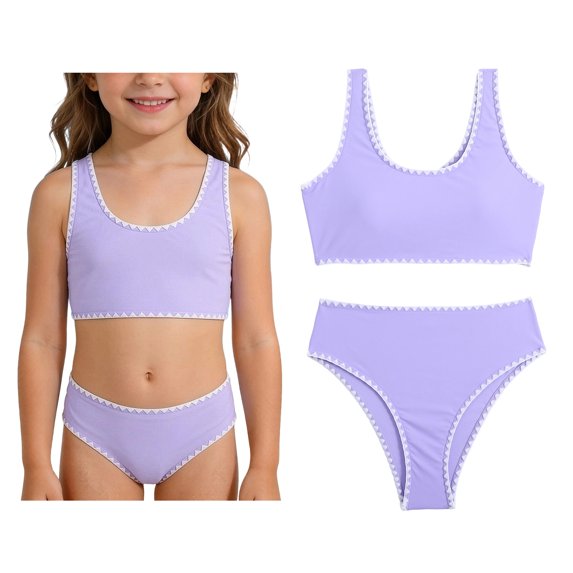 Girls Bikini Swimsuit Quick Dry Two Piece Bathing Suits with Chest Pad Swim Suits for Girls 9-10 Years