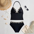 thumbnail image 1 of Girls Bikini Swimsuit Two Piece Triangle Top Neck With Beach Pool Party Wear(Black,15-16 Years), 1 of 5