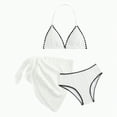 thumbnail image 1 of Girls Bikini Swimsuits 3 Pieces Floral Spaghetti Strap Tops Triangle Bottoms Bikini Sets with Solid Bikini Tops, 1 of 6