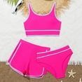thumbnail image 1 of Girls Bikini Swimsuits with Shorts Kid 3 Piece Bikini Sets Sport Bathing Suits Kids Swimsuits 8-9, 1 of 5