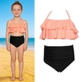 thumbnail image 1 of Girls Bikini Two-Piece Swimsuits Backless Halter Girl Bathing Suit with Chest Pad Girls Swim Suit 9-10 Years, 1 of 5
