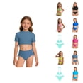 thumbnail image 1 of Girls Bikini Two Piece Swimwear High Waist Bandeau Top And Bottom Swimsuit For Swimming And Beach Play, 1 of 5