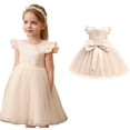 thumbnail image 1 of Girls Birthday Dress Beige Tutu Party Flower Girl Wedding Toddler Pageant Formal Prom Gown Children's Day Outfit 5-6 Years, 1 of 4