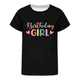 thumbnail image 1 of Girls Birthday Girl Letter Graphic T-Shirt Kids Cute Rainbow Bow Heart Print Crew Neck Short Sleeve Tee Summer Birthday Party Casual Daily Top(Black,3-4Years), 1 of 4
