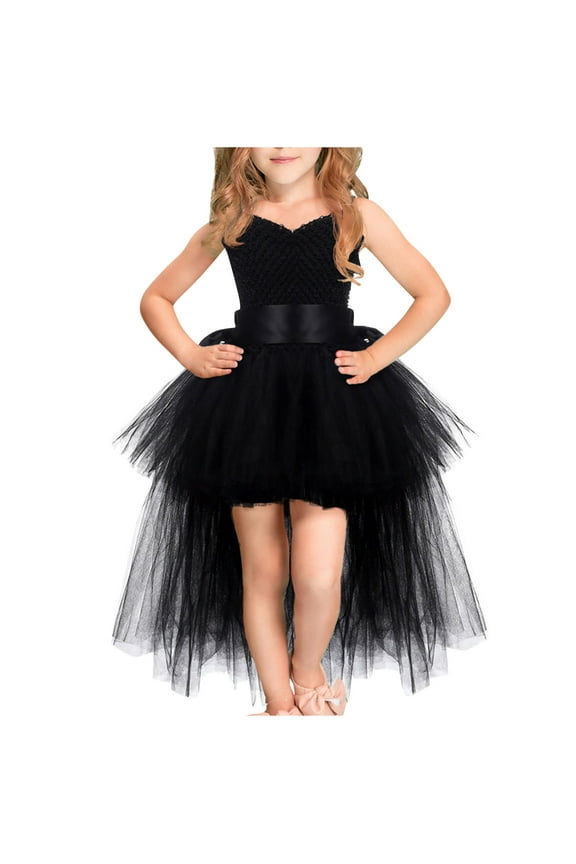 Girls Birthday Party Dress Tulle Tutu Princess Formal Dresses Fairy Toddler Wedding Pageant Prom Ball Gown, Black, 9 Years