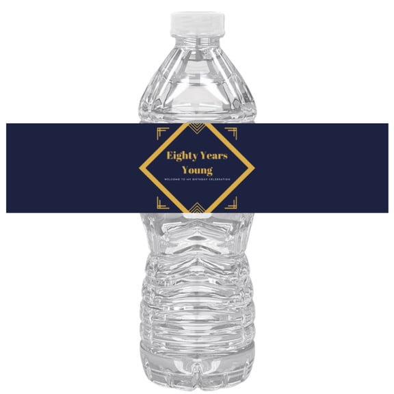 Eighty Years Young Water bottle Labels| Elegant| Set of 12| Milestone Drink Wraps