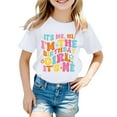 thumbnail image 1 of Girls Birthday T-Shirt – Cotton Short Sleeve Round Neck Top with Letter Print for 2nd-9th Birthday, Casual Fashion Tee, 1 of 3