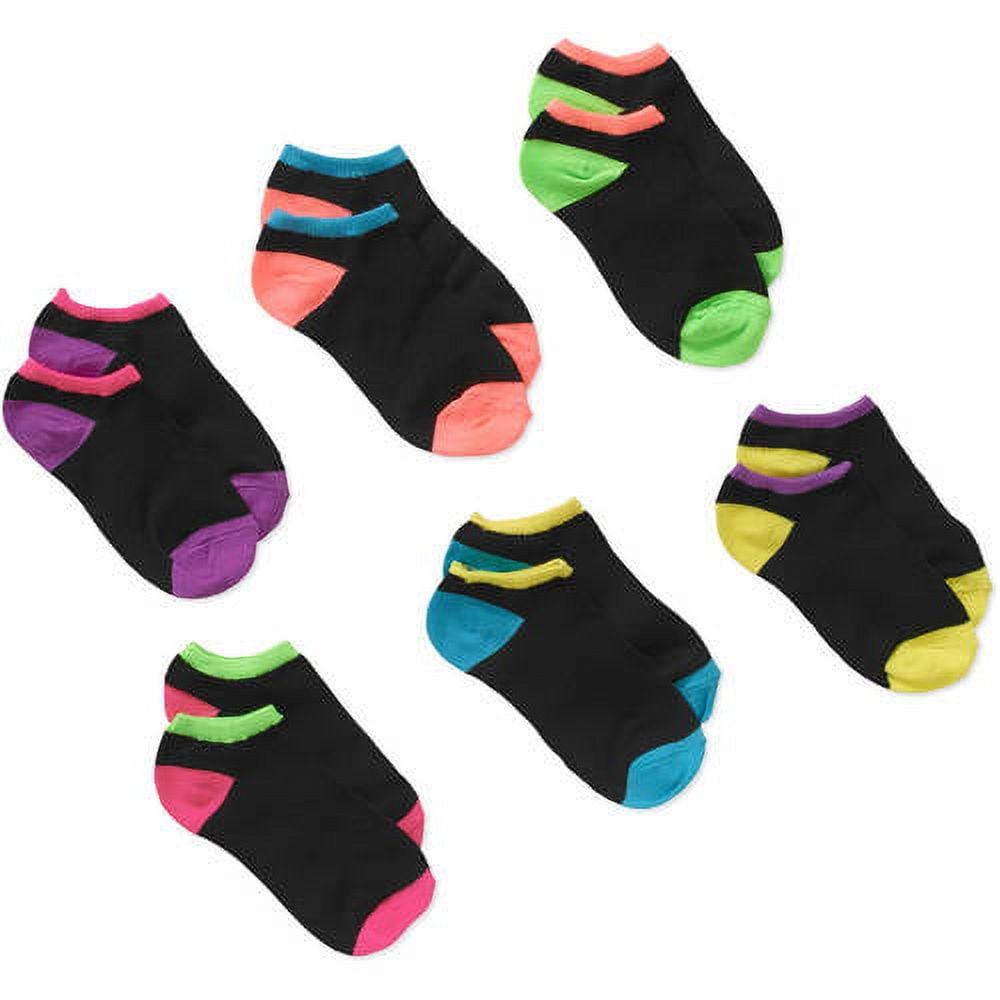 Girls' Black Brights No Show Socks, Pairs Walmart Business