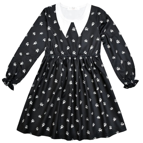 Girls Black Dress Long Sleeve Halloween Costume Dress 3-8 Years