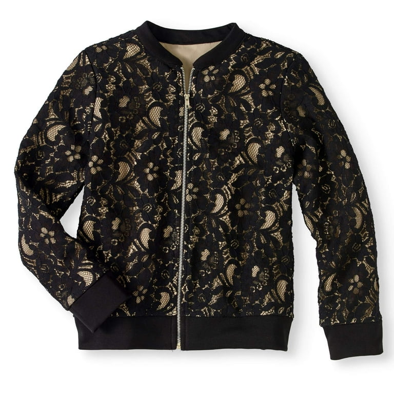 Black lace cheap bomber jacket