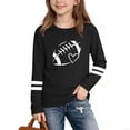 thumbnail image 1 of Girls Black Long Sleeve Soccer Heart Graphic Tee Soft Athletic Comfortable Top Crewneck Relaxed Fit T-Shirt,Size 3-4 T, 1 of 6