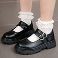 thumbnail image 1 of Girls Black Mary Jane Shoes Chunky Platform Heart Buckle Comfortable School Shoes for Big Kids Youth,Size 4-4.5T, 1 of 6