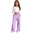 thumbnail image 1 of Girls Black Pants Size 10 Girls' Tween Wide Leg Sweatpants, Elastic Waist Drawstring Loose Casual Pants, Athletic Long Pants, 1 of 4