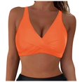 thumbnail image 1 of Girls Black Swimsuit Top Women Lace Up Swimwear Tops Full Coverage Bikini Top Push Up Swim Crop Top Tie Back Bathing Suit Tops Female Womens Bikini & Tankini Tops(Orange,L), 1 of 6