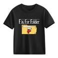 thumbnail image 1 of Girls Black T-Shirt Kids Cotton Graphic Tee F is for Folder Educational Alphabet Shirt Short Sleeve Crew Neck,Size 5 T, 1 of 9