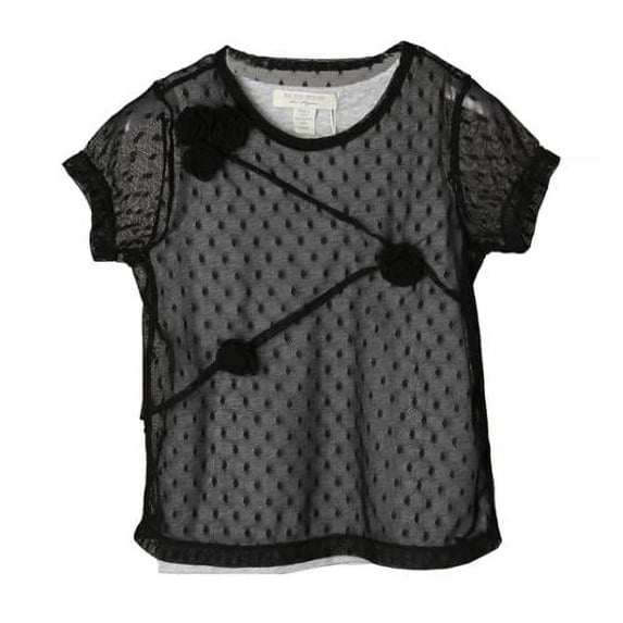 Girls' Black Tulle Top with Roses RH0550