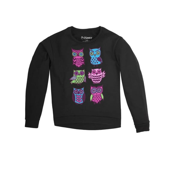 Girls Black Velvet Wise Owls Sweatshirt Sweat Shirt XS (4-5)