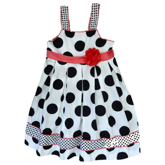 Girls Black & White Polka Dot Sun Dress Sundress Size 4