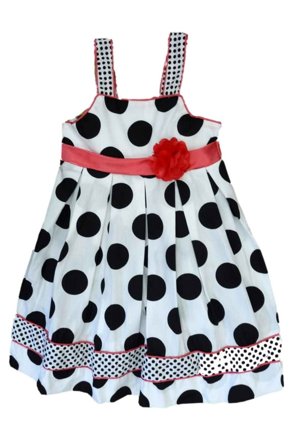 Girls Black & White Polka Dot Sun Dress Sundress Size 4