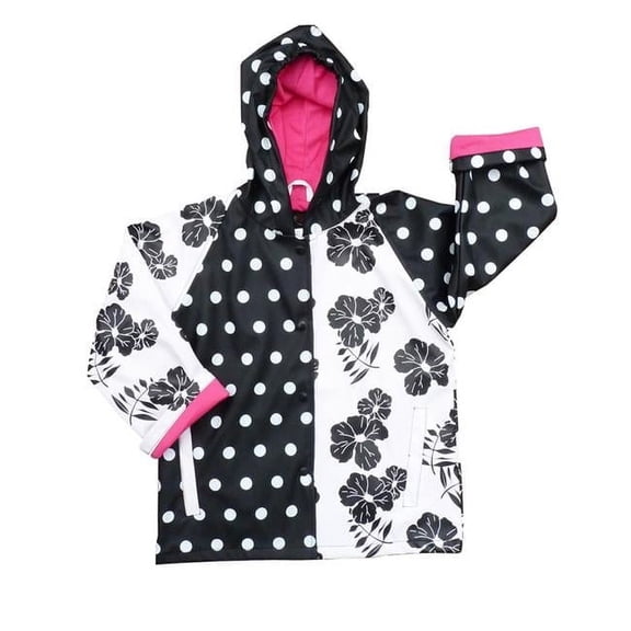 Girls Black White Rain Coat 6