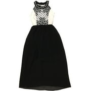 AMY'S CLOSET Girls Black & White Tribal Tulle Tank Top Formal Party Flower Girl Dress