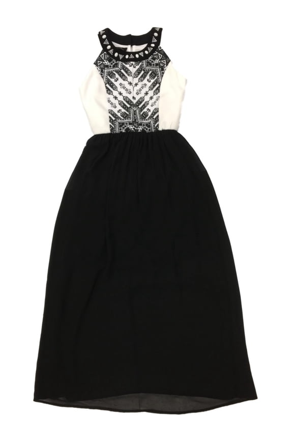 Girls Black & White Tribal Tulle Tank Top Formal Party Flower Girl Dress