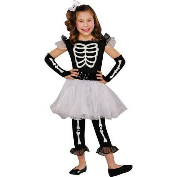 Girls Black & White Tutu Leggings Skele-Cutie Skeleton Halloween Costume M (7/8)