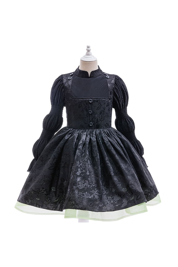 Girls Black Witch Costume Princess Dress Halloween Magic Cosplay Outfit for 3-4T
