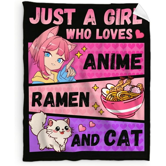 Girls Blanket Gifts - 40x50 Inches Cute Throw Blanket for Kids Teens - Soft Flannel Throws for Casual - Black Blankets for Couch Sofa Travel