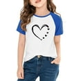 thumbnail image 1 of Girls Blue Baseball Raglan Tee - Heart Graphic Soft Polyester Spandex, Machine Washable Casual Daily Wear for 4-14 Years,Size 9 T, 1 of 8
