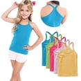 thumbnail image 1 of Girls Blue Cotton Racerback Tank Tops 5-Pack Sleeveless Active Layering Undershirts,Size 8 T, 1 of 9