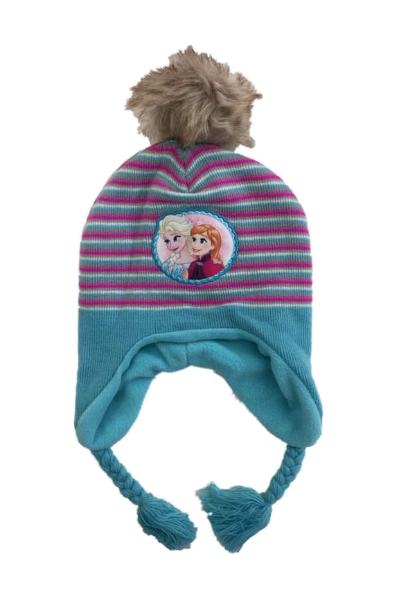 Girls Blue Disney Frozen Elsa & Anna Peruvian Trapper Hat