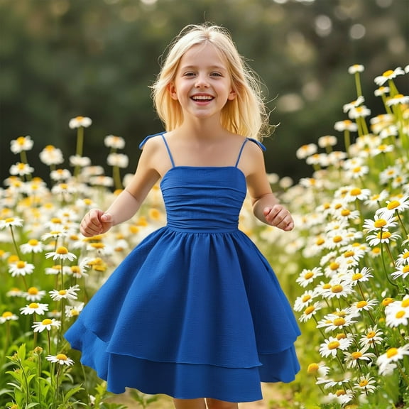 Girls Blue Dress Spaghetti Strap Baby Girl Tulle Dress Girls Spring Dresses Dresses for Teens 9-10 Years