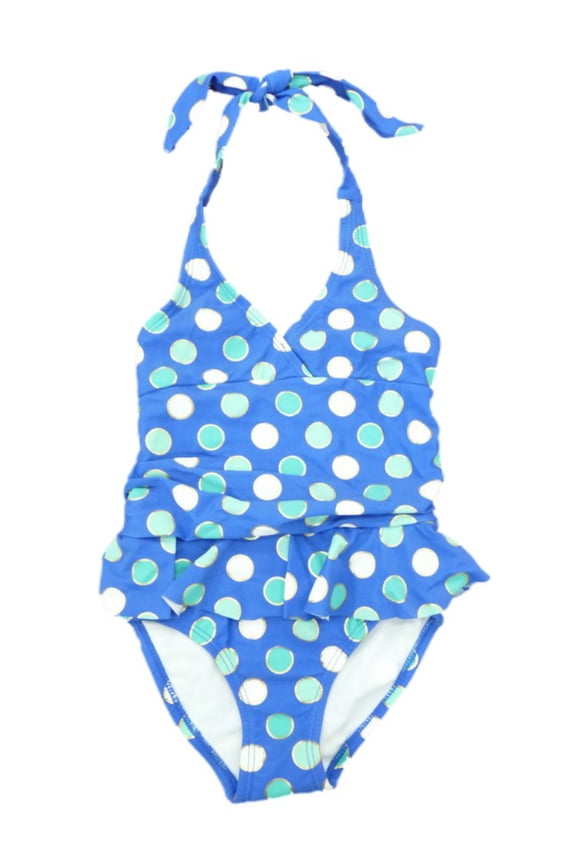 Girls Blue Polka Dot Swimming Suit Swim Bathing Suit 1 Piece
